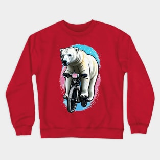 Polar bear on a bike Crewneck Sweatshirt